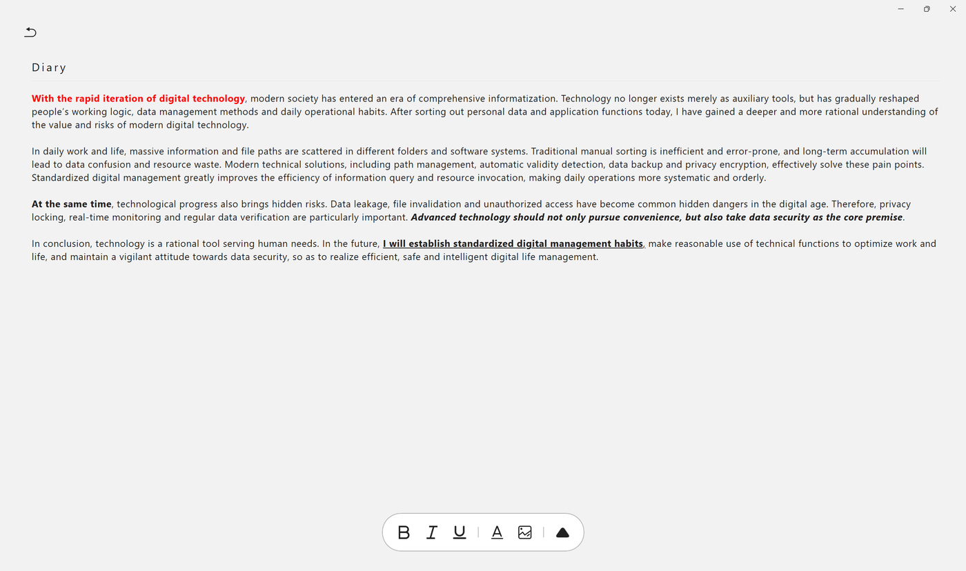 Novara rich text diary editor