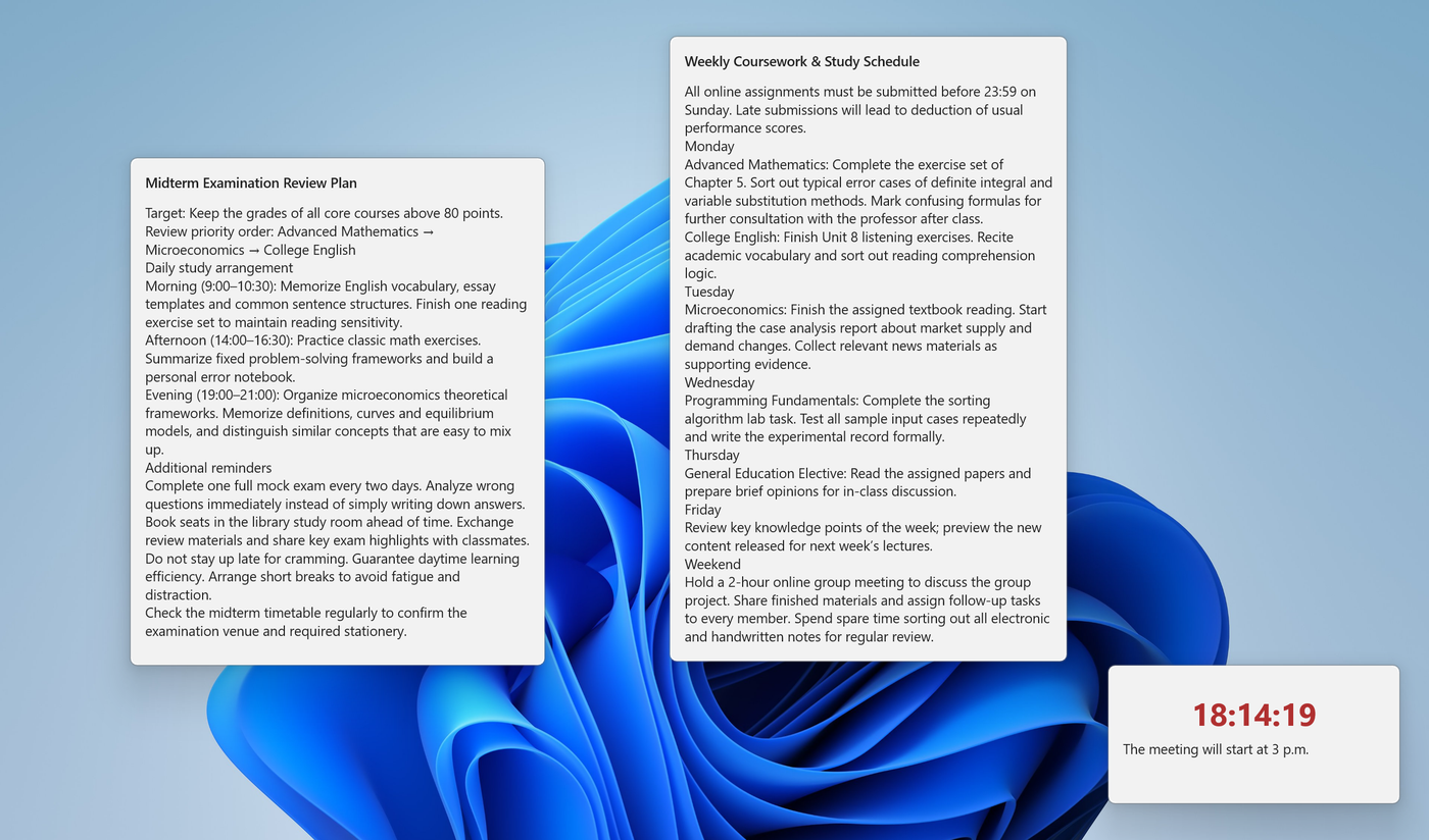 Novara desktop sticky notes