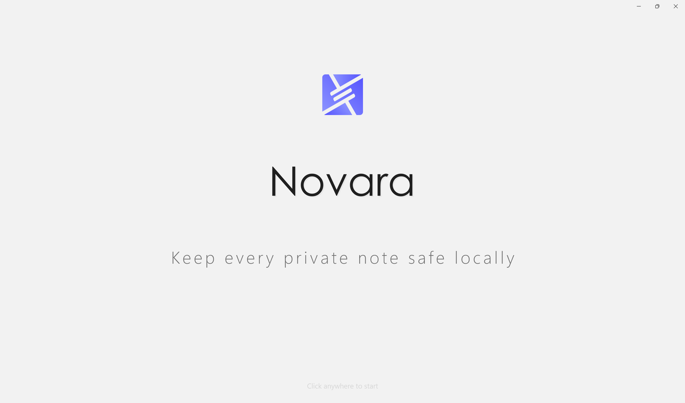 Novara welcome screen